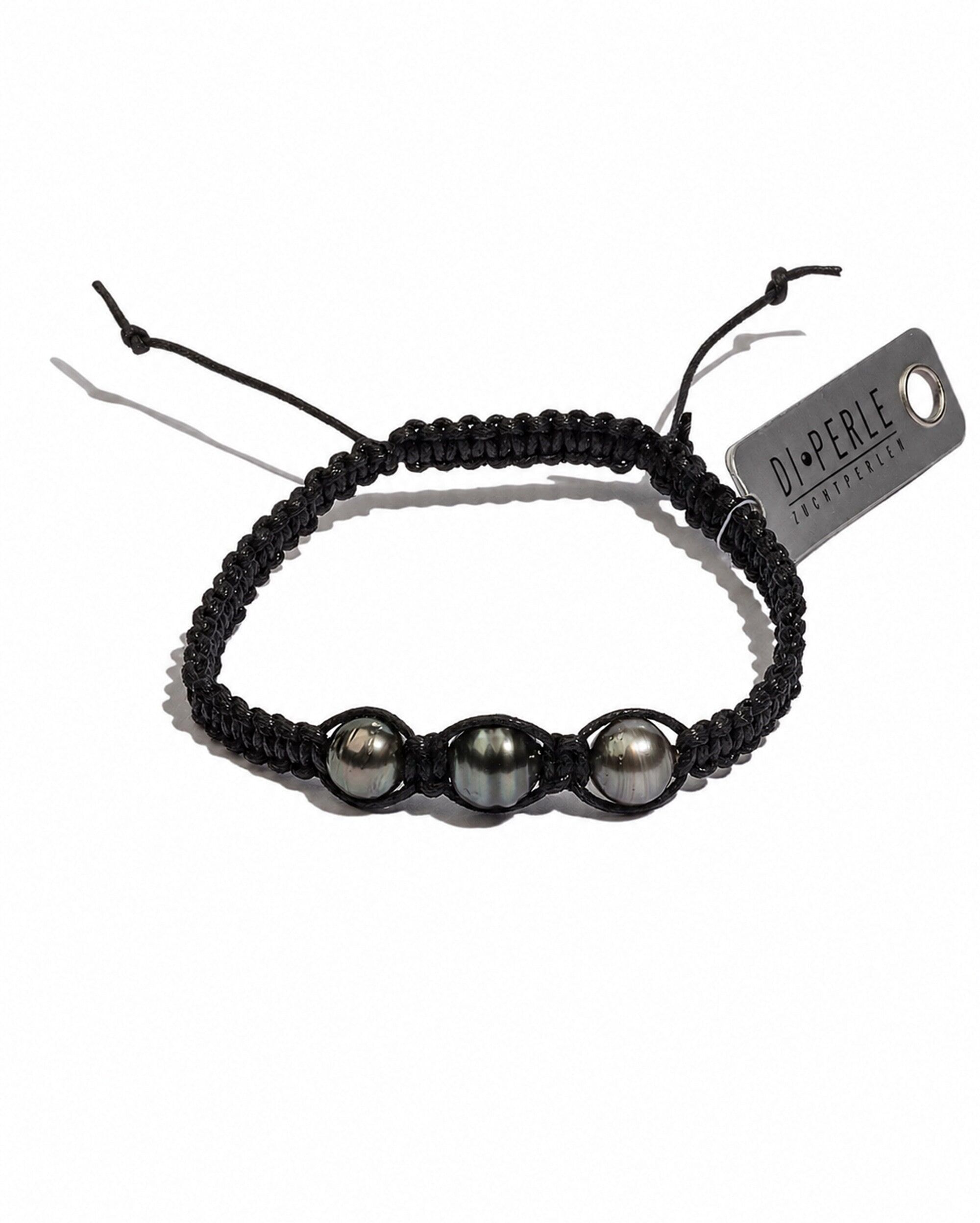 Perlenarmband DI PERLE "Tahitiperlen Armschmuck Armband, 21 cm, Makramee", schwarz (anthrazit, grau), Armbänder, Damen, diperle_21, Perlen, Perlenarmband