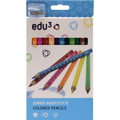 edu³ Jumbo tri Buntstifte, 12er Set inkl. Spitzer