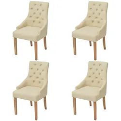Décoshop26 - Set aus 4 luxuriösen und charmanten Designer-Küchen-/Esszimmerstühlen in cremefarbenem Stoff CDS021476