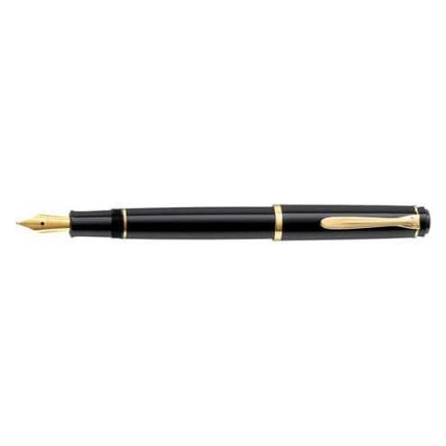 Pelikan Füllhalter P 200, schwarz, Federbreite: F vergoldete Edelstahlfeder, vergoldeter -Schnabel-Clip (1x) (930396)
