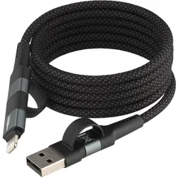 Ansmann Magnetisches 4in1 Ladekabel – USB-A / USB-C auf USB-C oder Lightning, 120 cm (1.20 m, 60 W), USB Kabel
