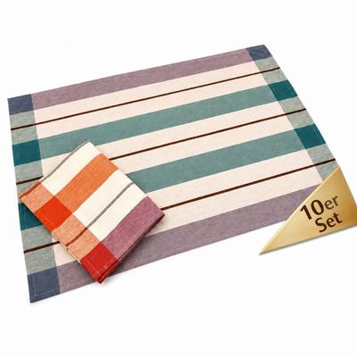 EXKLUSIV HEIMTEXTIL Küchentücher, Geschirrtücher Haushaltstücher 10er Set 5 rot+5 blau gestreift