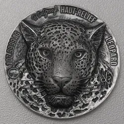 Silbermünze 1oz "Leopard" 2023 (AF/HR) Mauquoy Haut Relief (Elfenbeinküste)