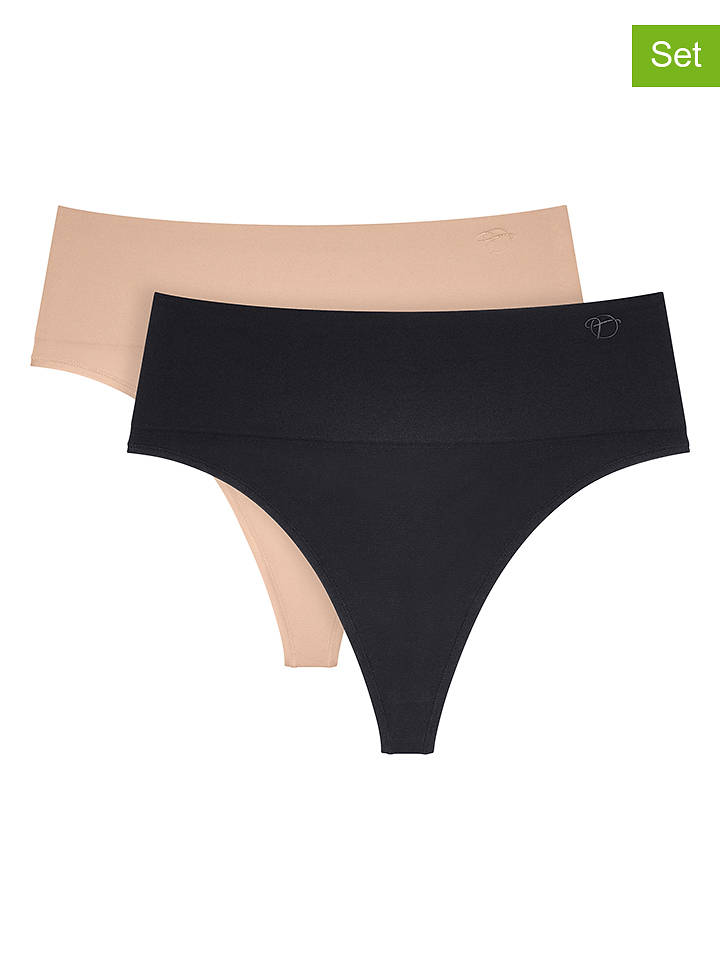 Triumph 2er-Set: Strings "Soft Sculpt" in Schwarz/ Beige - 40
