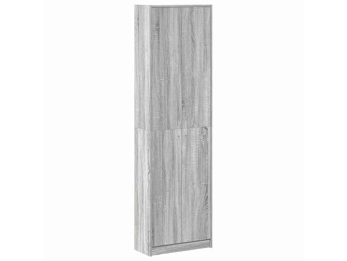 smnyxs Schrank, grau, Sonoma, 55 x 25 x 189 cm, aus Holz Aufbewahrungsmöbel, klares Design, sichere Regale, Scharniertüren, silberfarbene Metallgriffe, moderne Inneneinrichtung