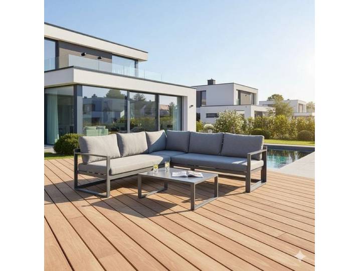 OUTLIV. Florenz Ecklounge inkl. Loungetisch Aluminium/Olefin Dunkelgrau