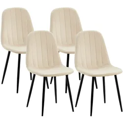 CLP 4er Set Esszimmerstuhl Baxter Samt - Farbe: creme
