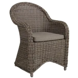 Gartenstuhl Paulina von Brafab aus Kunst-Rattan mit Kissen, klassisch, braun, gepolstert