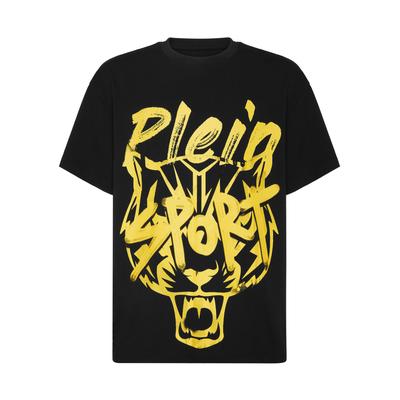 T-Shirt PLEIN SPORT "Rundhals-T-Shirt", Herren, Gr. L, gelb (0209, schwarz, gelb), Obermaterial: 100% Baumwolle, Shirts T-Shirt
