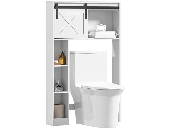 Meuble de rangement au-dessus des toilettes - HOMCOM - Meuble étagère dessus WC - blanc