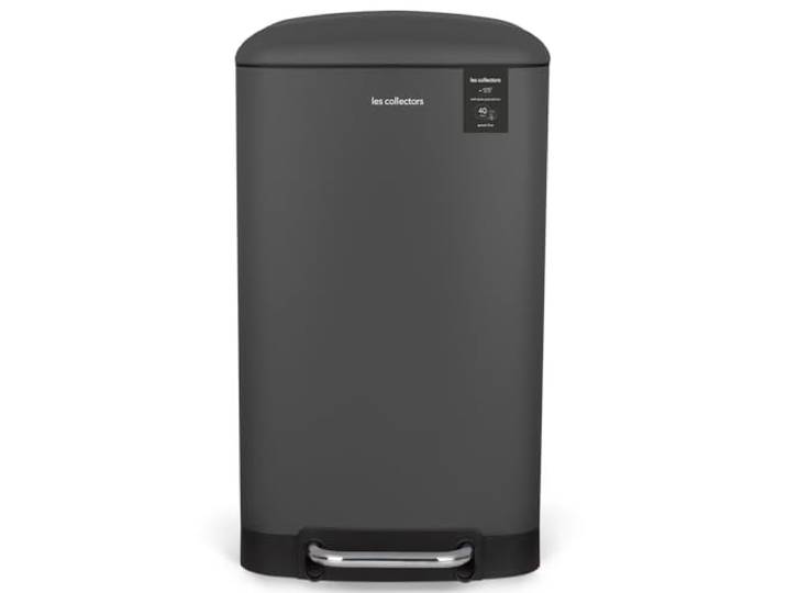 Les Collectors Mülleimer N°831, 40 L, passend für 30–50-Liter-Säcke, Küchen-Tretabfalleimer Edelstahl, Fassungsvermögen, herausnehmbarer Inneneimer, elegantes Design, mattes Finish, Anthrazitgrau