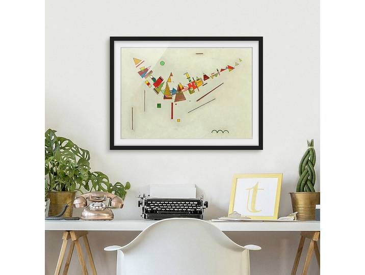 Bild Wassily Kandinsky Winkelschwung II Papier Rahmen: Echtholz, furniert: Kiefer Beige 100 x 70cm