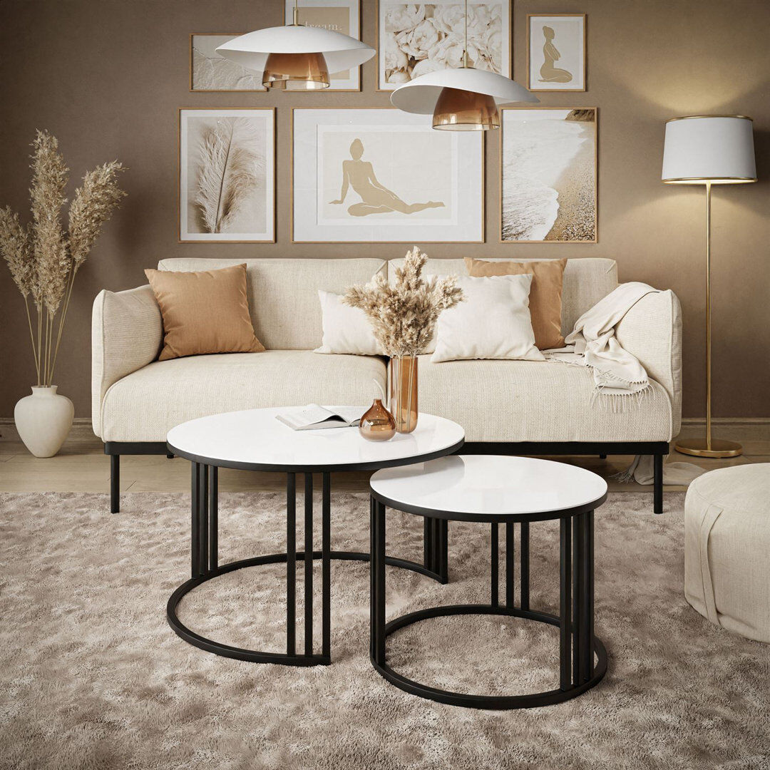 Fairmont Park Downey 2 Piece Coffee Table Black/White Glass