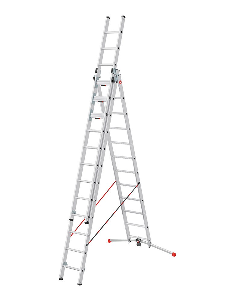 Hailo S120 Pro - Mehrzweckleiter 3x12 Sprossen mit 3 innovativen Dreh-Stufen / gemäß TRBS 2121-2 - Art-Nr: 9001007