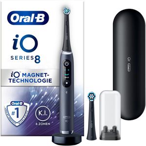 Oral-B Elektrische-Zahnbürste iO Series 8N, Black, 6 Putzmodi, mit Reiseetui und 2 Aufsteckbürsten