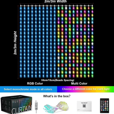 Inspire Curations 800 LED Smart RGB Curtain Lights Smart Curtain Lights With App Control, Music Sync & Remote For Parties, Weddings & Ho smart Curtain Light 1pcs 2x2