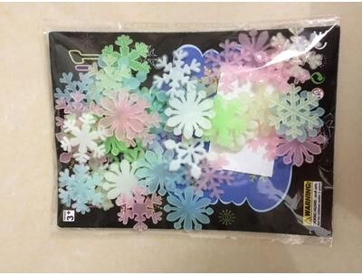 Uplift Essentials 50 Piece Luminous Snowflake Glow In The Dark Wall Stickers mixed Color