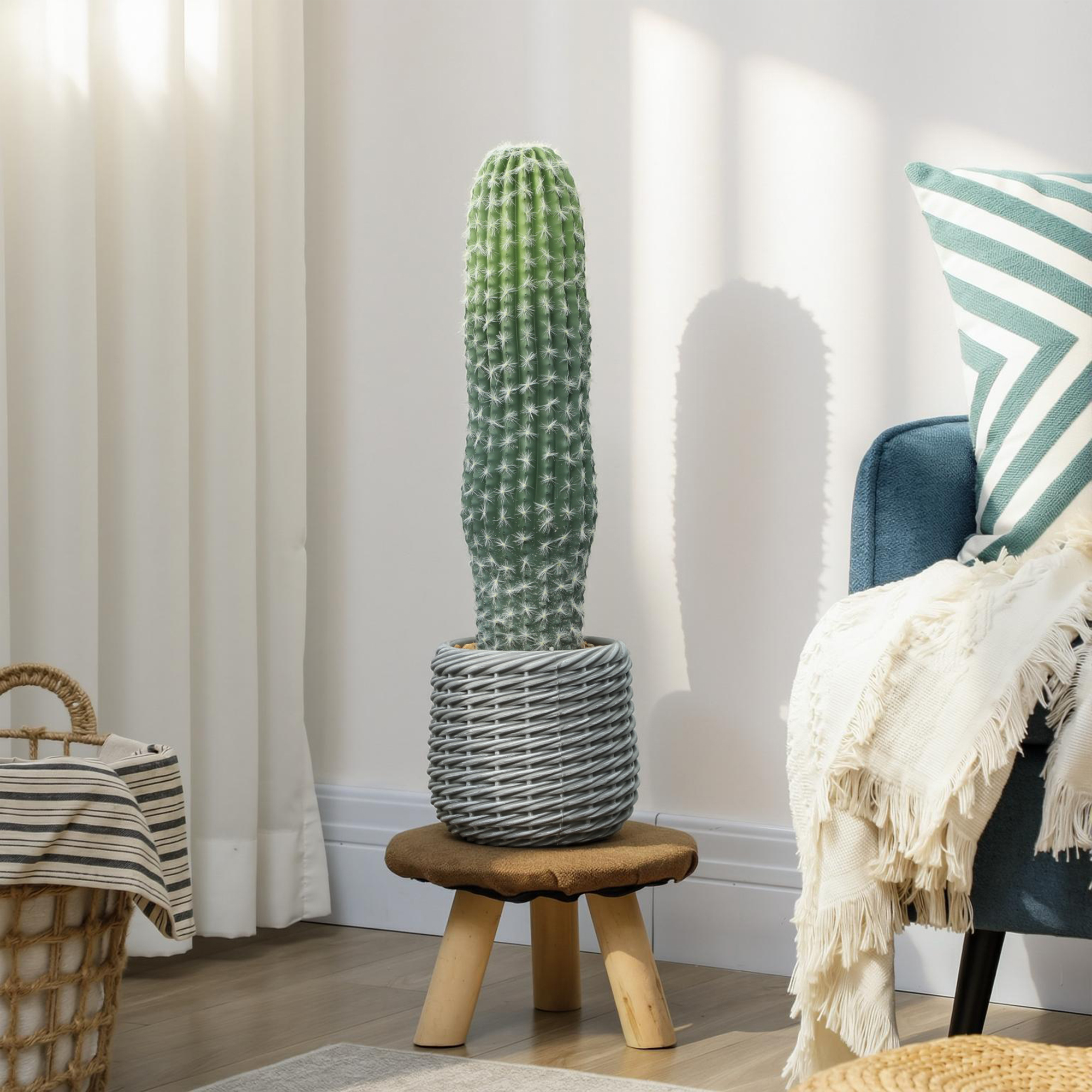 Homcom Cactus Artificiale 66 cm, Pianta Artificiale Decorativa con Vaso per Decorazione Interni Verde   Aosom Italy
