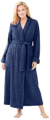 Plus Size Women's Long Terry Robe by Dreams & Co. in Evening Blue (Size 4X)