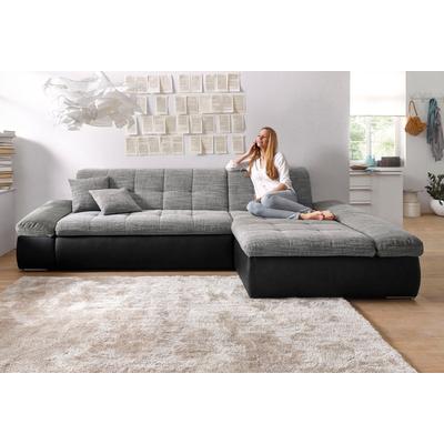 Ecksofa DOMO COLLECTION "MORIC 300x172 cm, XXL-Sofa mit viel Platz, L-Form, auch in Cord", grau (weiß, grau), B:300cm H:80cm T:172cm, Kunstleder SOFTLUX / Struktur (90% Polyester/ 10% Polyacryl);Microfaser PRIMABELLE (100% Polyester)/ Struktur (90%...