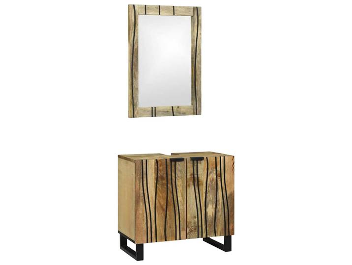 vidaXL Badezimmerschrank-Set 2 Stk. Natur Massivholz Mango