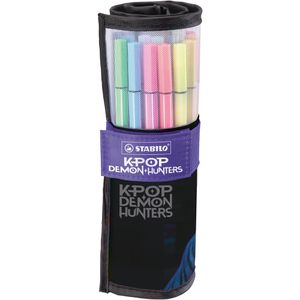 Stabilo Filzstifte Pen 68 Rollerset KPop Demon Hunters, Strichbreite 1 mm, im Nylon-Etui, 25 Stück