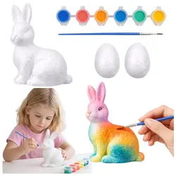 Kit zum Bemalen von Styropordekorationen Hase 2 Eier bemalen