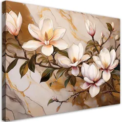WANDBILD magnolien blumen pflanzen marmor gold