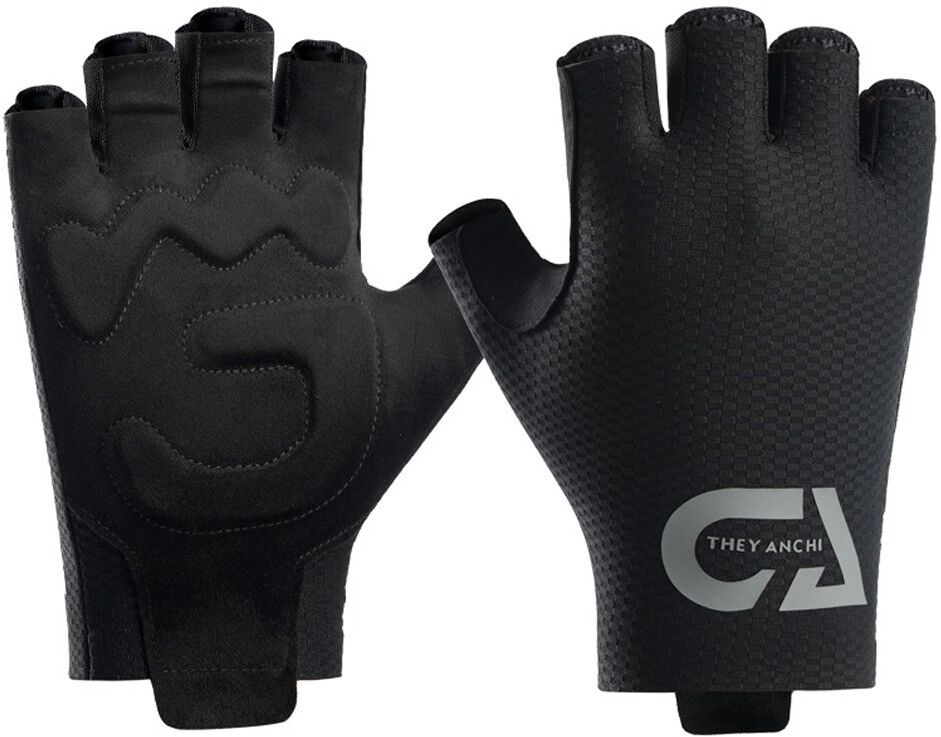 INF Atmungsaktive Halbfinger Fahrrad-Handschuhe mit 5mm SBR-Polster, Anti-Rutsch Stoßdämpfung und Schnell trocknendem Mesh L