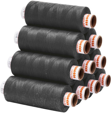 buttinette Universal-Nähgarn, Stärke: 100, 10er-Pack, dunkelgrau