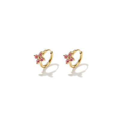 Paar Creolen ADELIA´S "LIVAYA Ohrringe Creolen mit Blumenmotiv aus Edelstahl", Damen, Gr. Damen, Edelstahl, rosa, Ohrringe, Modisch mit einer Blüte aus Strass akzentuiert