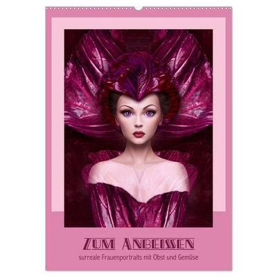 Zum Anbeissen - surreale Frauenportraits mit Obst und Gemüse (Wandkalender 2026 DIN A2 hoch), CALVENDO Monatskalender