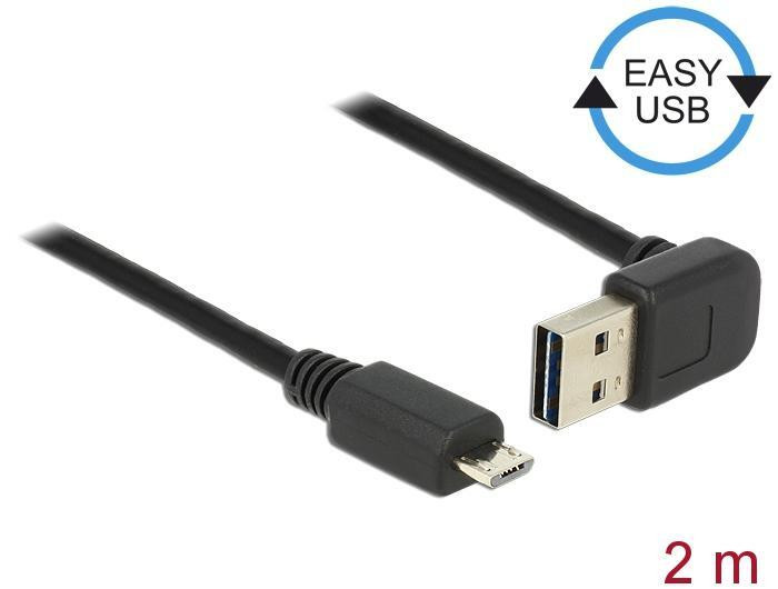 Delock USB 2.0 kabel USB A naar Micro-USB B, 2 meter, wit