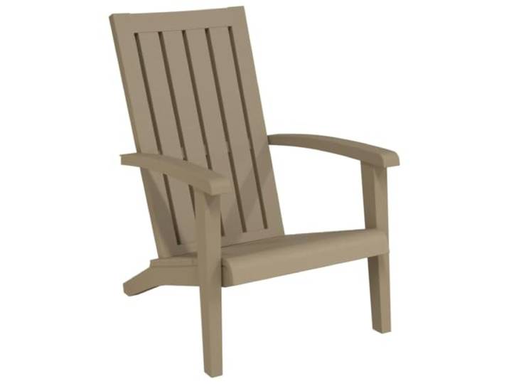 KUTYWEXFM Adirondack Gartenstuhl Hellbraun PP Kunststoffsessel 150kg Pflegeleichter Loungesessel in Holz-Optik mit breiten Armlehnen, ideal zur Entspannung auf Terrasse und Balkon.
