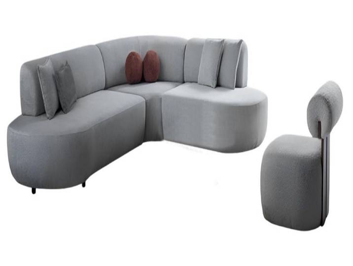 JVmoebel Ecksofa Graue Polstersofagarnitur L-Form mit edlem Sessel, 4 Teile