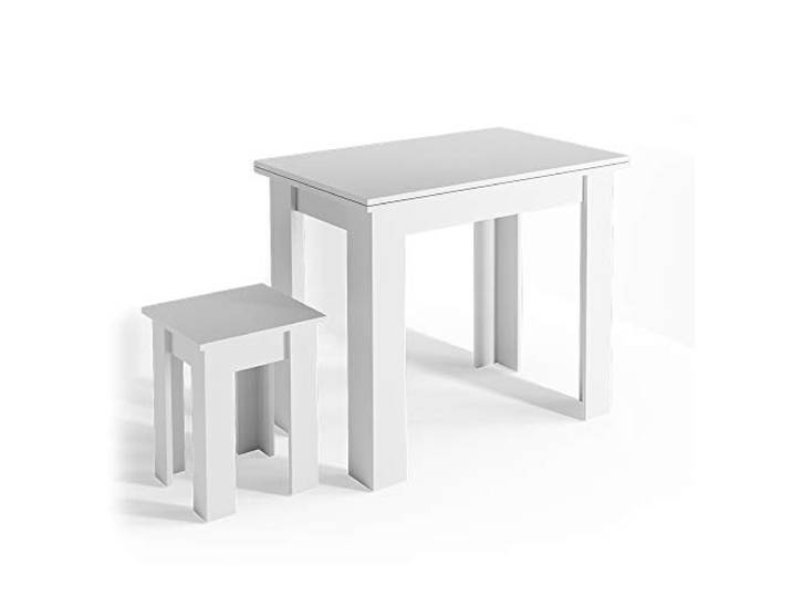 Vicco Esstisch mit Stuhl Roman, Weiß, 90 x 60 cm geeignet für platzsparende Ecklösungen im Essbereich