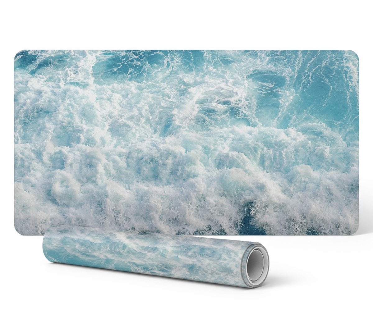 Beschermende vinylmat met zeegolf afbeelding voor bedrijven en kantoren, 100 x 50 cm