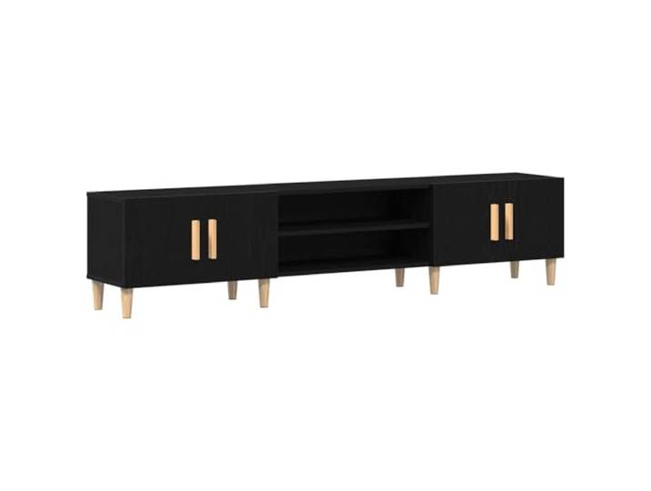KUPTYERFG TV-Board Schwarz Eichen-Optik 180x31.5x40 cm TV-Schrank Modernes Lowboard in Schwarz Eichen-Optik fuer Wohnzimmer und Jugendzimmer. Bietet viel Stauraum hinter 4 Tueren.
