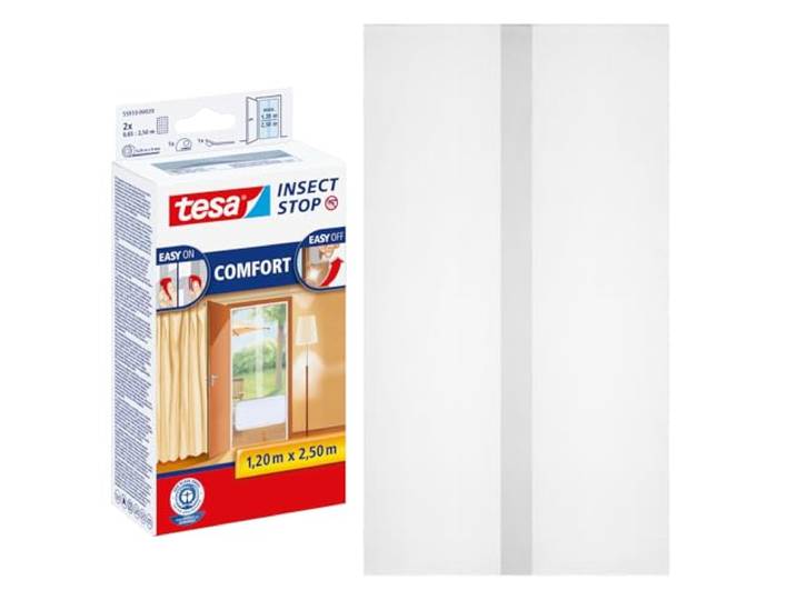 tesa INSECT STOP Klett Fliegengitter Premium - 2x 65 cm x 250 cm Weiß