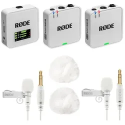 RØDE Wireless GO Gen 3 Weiss mit 2x Lavalier GO WH und 2x WS05 WH, Mikrofon