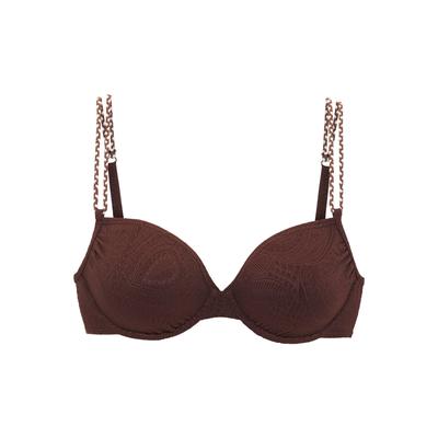 Bügel-Bikini-Top S.OLIVER "Ada", Damen, Gr. 42, Cup D, kaffee, Recycling-Polyamid, Strukturmuster, Bikini-Oberteile, mit gemusterter Strukturware