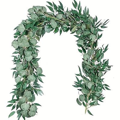 Künstliche Eukalyptus-Girlandenpflanze, künstliche hängende Eukalyptusranken, Blättergrün, erstklassige Oxidationsbeständigkeit, künstliche Blume, Wanddekoration, Gartendekoration, Gartenbedarf,
