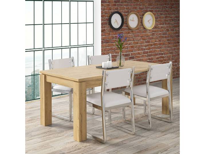 home24 Eettafel Tanti 90 x 76 x 90cm bruin/rustieke eikenhouten look