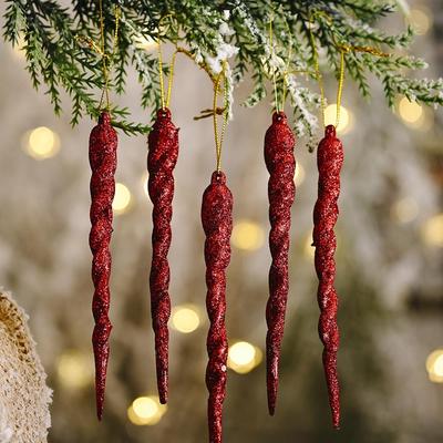 Snug & Styled Christmas Icicle Ornament Set Colorful Hanging Tree Decorations For Festive Holiday Decor red