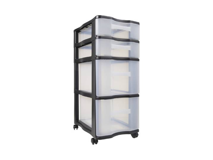 Rotho Schubladenturm Quadrix Schwarz 70 × 29 × 40 cm