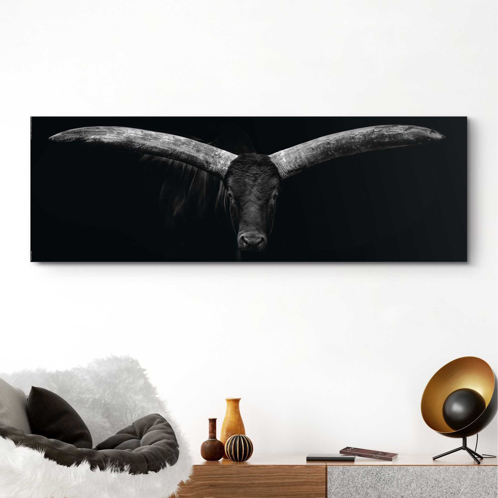 Reinders! Wandbild REINDERS "Ochse", schwarz (farbe bild(er): schwarz, weiß), B:156cm H:52cm T:2cm, Holzwerkstoff, Bilder, Wandbild farbe bild(er): schwarz, weiß B/H/T: 156cm x 52cm x 2cm