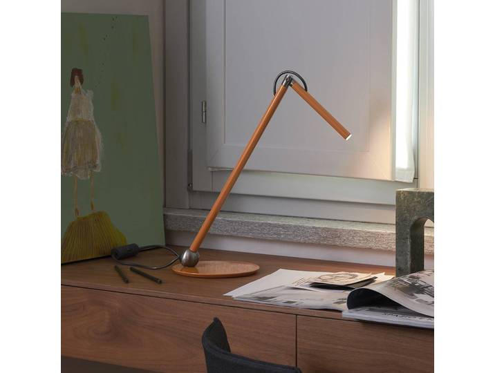 Oluce Schreibtischlampe Calamaio, gelb / orange, für Wohn- / Esszimmer, Metall, Design, Tischlampe