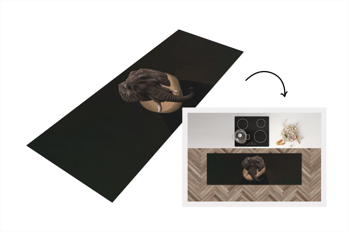 KitchenYeah Keukenloper Vinyl met Olifant Oude Meesters Schilderij - 180 x 60 cm