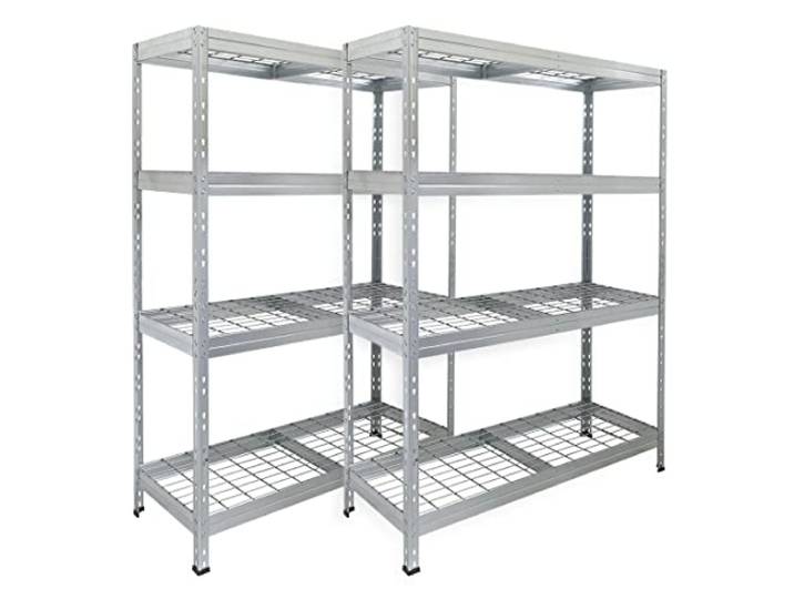 Master Regale 2er-Set Rivet Schwerlastregal mit Stahlgitter-Boden 180x120x45cm(HxBxT) 250 kg pro Boden verzinkt. Steckregal Metallregal Kellerregal Lagerregal Werkstattregal