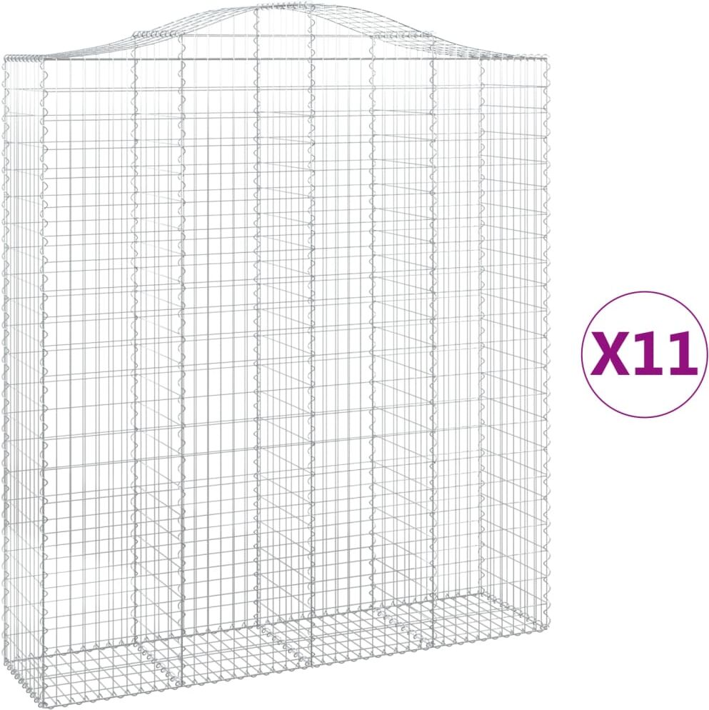 vidaXL Paniers à gabions arqués 11 pcs 200x50x220/240 cm Fer galvanisé
